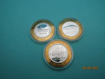 $34 • Buy Lot Of 3, Mixed Limited Edition $10 Casino Gaming Tokens .999 Fine Silver. C354