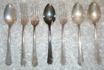 Vernon Flatware Silver Plated Vintage 1931 Casino Pattern (4) Spoons (3) Forks • $7.95