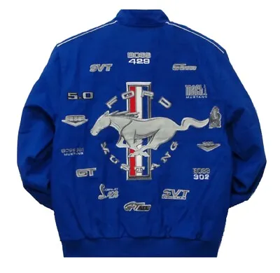  Authentic Mustang Racing Embroidered Cotton Jacket JH Design Blue New • $159.99