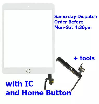 For IPad Mini 3 White Touch Screen Digitizer Glass Panel Assembly+ IC+ Button • £12.99