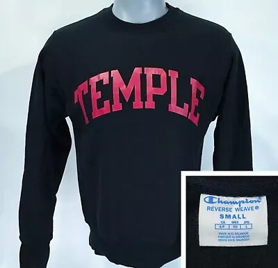 CHAMPION Reverse Weave S Small Vintage Sweatshirt Temple University Black Red • $39.99