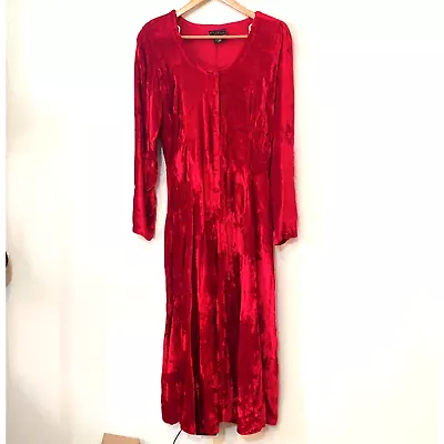 Vintage Starina Velvet Blood Red Long Sleeve Dress • $45
