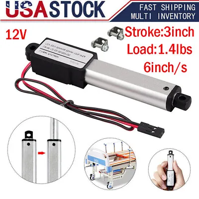 Electric Micro Linear Actuator 12V 3  Stroke 1.4lbs Fast Speed Up To 6inch/s • $18.99