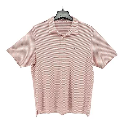 Vineyard Vines Mens Shirt XL Polo Performance Golf Red White Stripe Stretch • $16.99