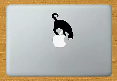 CURIOUS CAT Funny Sticker Decal Decor Laptop Mac Apple Macbook Black Viny + • £2.95