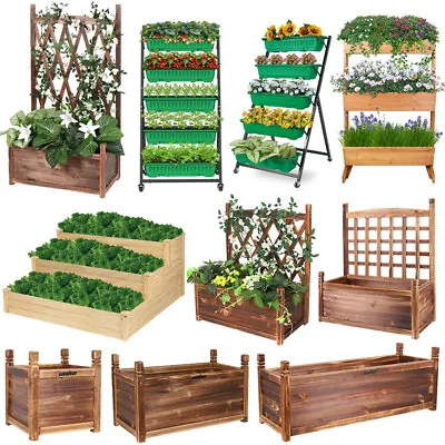 Mothproof Wooden Raised Garden Bed Large Elevated Planter Flower Bed Growing Box • £17.91