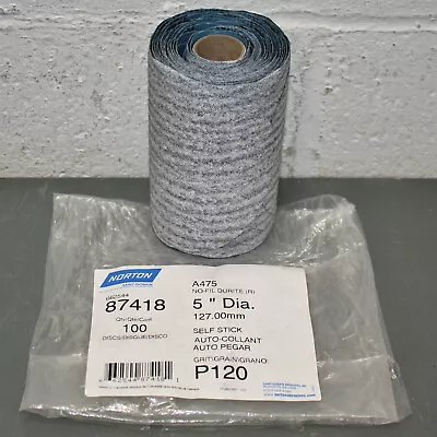 Norton A475 No-Fil Durite 5  Sanding Disc Roll 66254487418 120 Grit Si Carbide • $24.95