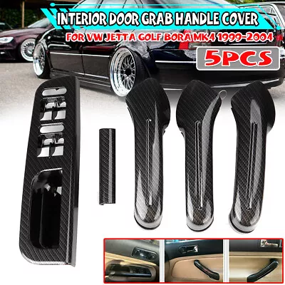 5X Carbon Style Interior Door Grab Handle Cover For VW Jetta Golf MK4 1999-2004 • $40.41