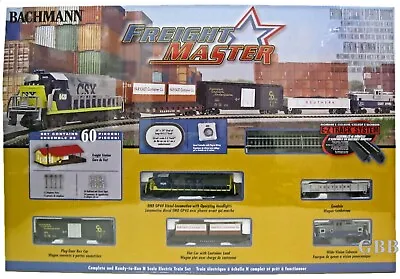 N Scale 60 Piece FREIGHT MASTER Complete Ready To Run Train Set Bachmann 24022 • $301.43