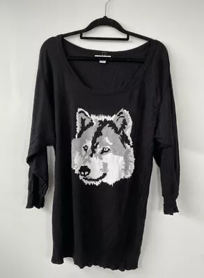 Cotton On Black Wolf Jumper  • $20