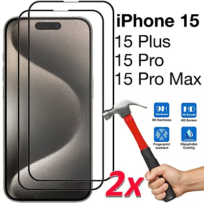 Premium 5D Full Coverage Tempered Glass For IPhone 15 Pro Max 14 Plus 13 12 11 • $15.99