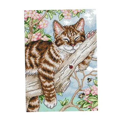 £8.27 • Buy Cat Stamped Cross Stitch Kit 14 Count For Beginners Adults DIY Needlework