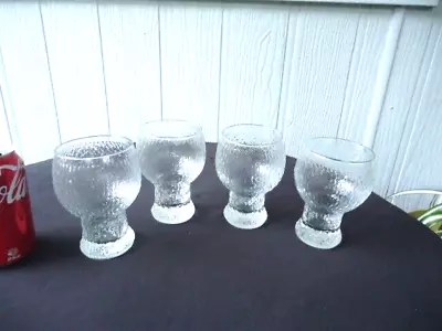 4 Vintage Mid Century Crown Corning Bark Glass Tumblers 450ml Scandinavian Style • $24.99