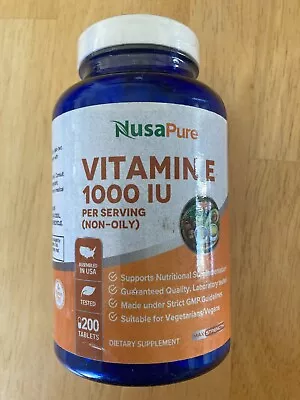 NusaPure Vitamin E 1000 IU 200 Tablets (Non-GMO & Gluten-Free) • $39.99