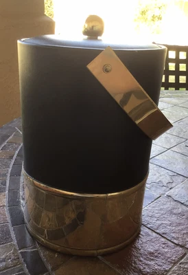 $13.55 • Buy Georges Briard MCM Lidded Ice Bucket Black & Gold 12  1/2” High 8” Wide