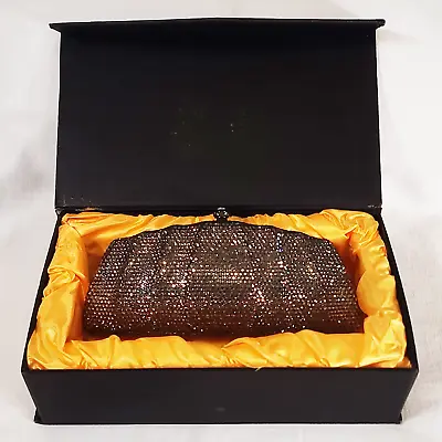 VTG 50s KRIS ANN JEWELERS Sparkling Gunmetal Crystal Minaudière Clutch Purse • $360