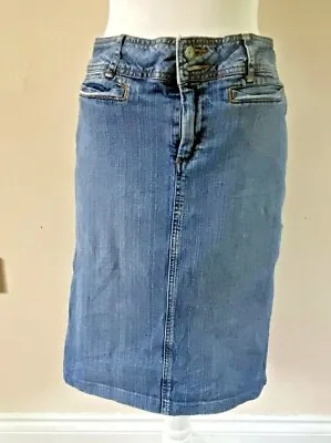 Women's Denim Skirt Knee  Length Size 10 • £8.50