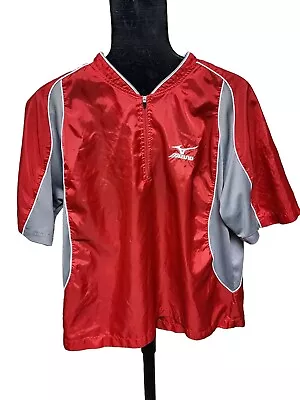 Mizuno Men's Size Medium Red Gray 1/4 Zip Baseball Coach Player Pullover • $19.95
