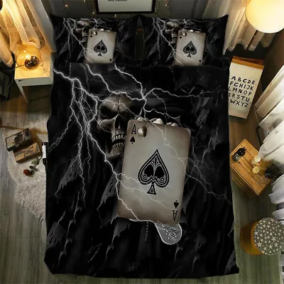 £16.74 • Buy Gothic Skull Duvet Cover Bedding Set Quilt Cover Pillow Cases Single Double King