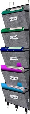 £14.94 • Buy Hanging Wall File Folder Organiser - Over Door Storage Magazine Holder 5 Pockets