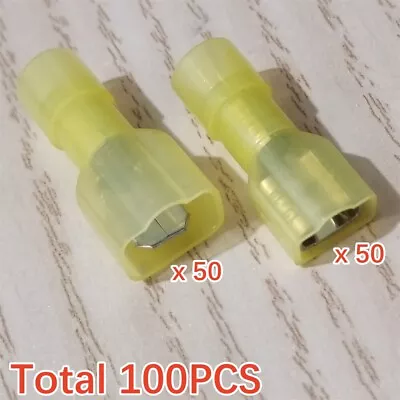 100PCS Fully Insulated Male Female 12-10AWG Wire Crimp Connector Spade Terminal • $11.99