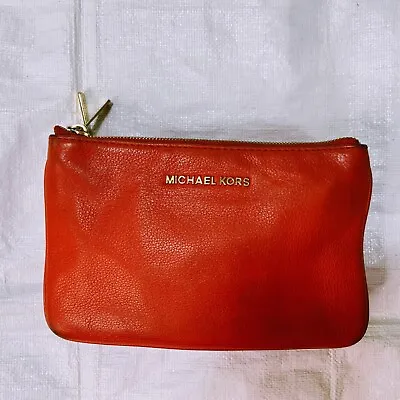 MICHAEL KORS Bedford Gusset Crossbody Bag Orange Pebbled Leather - Missing Strap • $15