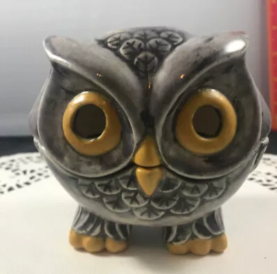 Vintage 1970’s Hand Painted Owl Trinket Box Porcelain 2-Piece 4” • $15.99