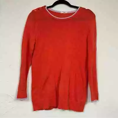 Moth Anthropologie Orange & Lavender Trim Crew Neck Sweater M • $44