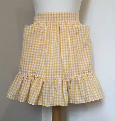 Frilly 'Yellow' Gingham'(Short/Mini) Length Vintage Style Waist Apron/Pinny • £8.25