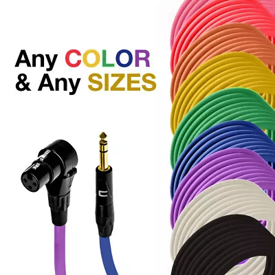 Right Angle 3-Pin XLR Female To 1/4  TRS Male Balanced Cable Custom Length Color • $158.49