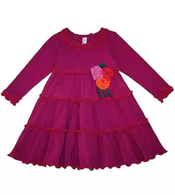 New Girls Mulberribush Boutique Love U Lots Sz 4 Pink Flower Dress Clothes Fall • $56.95
