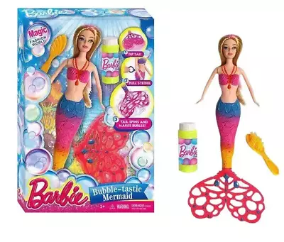 New Bubble Tastic Mermaid Doll Summer Bath Toy Spinning Tail Pink Girls Toys • £11.49