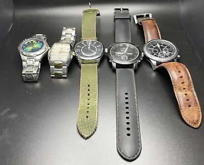 $47.69 • Buy Lot Of 5 Wrist Watches - 1 Fossil, 1 Fossil Blue, 1 Guess, 1 Breda, 1 Relic