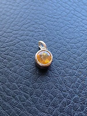 Round Sterling Silver Fire Opal Pendant - Orange • $15