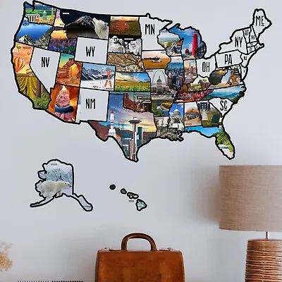 United States Of America Map Wall Stickers Decal Mural Wallpaper Vinyl Art Decor • $20.52