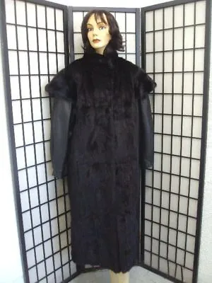 ! Mint Black Chinese Mink Fur & Leather Jacket Coat Women Woman Size 8 Medium • $225.34