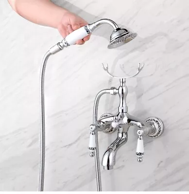 Bathtub Faucet Brass Chrome With White Ceramic Handheld Shower Mixer Taps AUW • $205