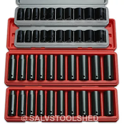 $38.95 • Buy 1/2  Deep &or Short Impact Socket Set Sockets Cases Select MM &or SAE Air Tools