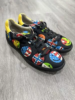 Moschino Smiley Faces Flags Black Sneakers Mens Size 42 • $49.99