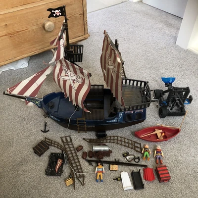 £20 • Buy Playmobil Pirate Ship 5135 Captain Ghost Incomplete - BIG Sail Boat