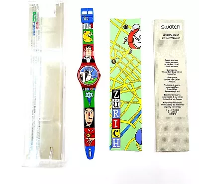 NEW Swatch Watch CHAMPS DE ZURI GR134 With Case & Zurich Map 1997 Fleckenstein • $66.49