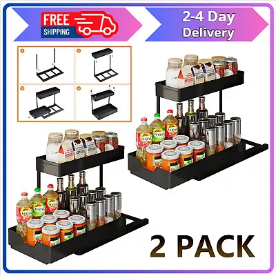 2-Tier Pull Out Under Sink Cabinet Organizer Multi-Purpose Under Sink Shelf • $29.59