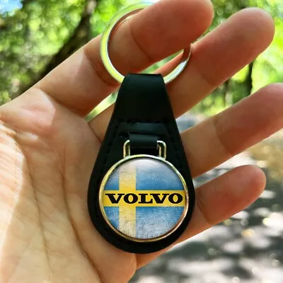 Leather Keychain Volvo Premium Quality Key Holder Unique Gift Car Accessories • $17.99