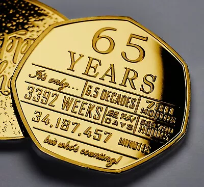 65th Birthday 24ct Gold Commemorative. Gift/Present. 65 Years 'Who's Counting!' • £7.99