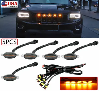 5X Amber Smoked LED Front Grille Grill Running Lights For Ford F150 Raptor Style • $18.51