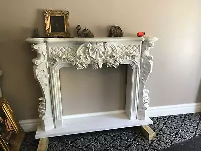 Beautiful Hand Carved Marble French Style  Estate Fireplace Mantel - Ttm19 • $4500