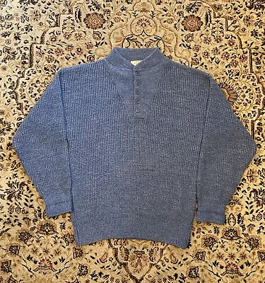 VINTAGE LL Bean Mens Medium High Trek Yarn Henley Wool Fisherman Sweater USA • $30
