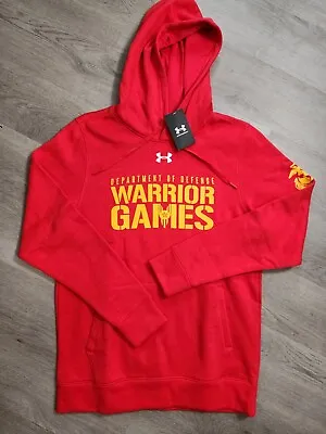 Under Armour DOD Warroir Games Fleece Hoodie Men's Size Small Red/Yellow NWT $45 • $32.95