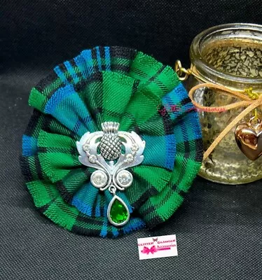 £8.90 • Buy Campbell Ancient Tartan Rosette Thistle Scottish Stag Sash Kilt Burns Night Tie