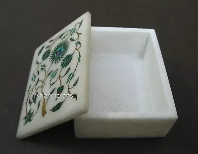 4 X 3 Inches Malachite Stone Inlay Work Jewelry Box Rectangle Marble Bangle Box • $119
